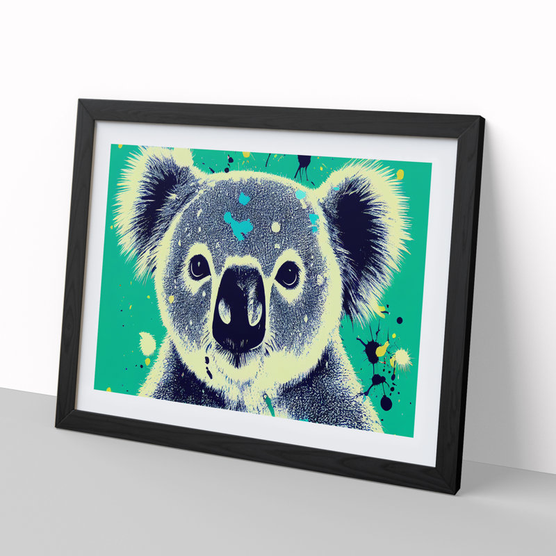 Koala Bear Splash Abstract - Single Picture Frame Print, 34cm H x 46cm W x 2cm D, Black Framed