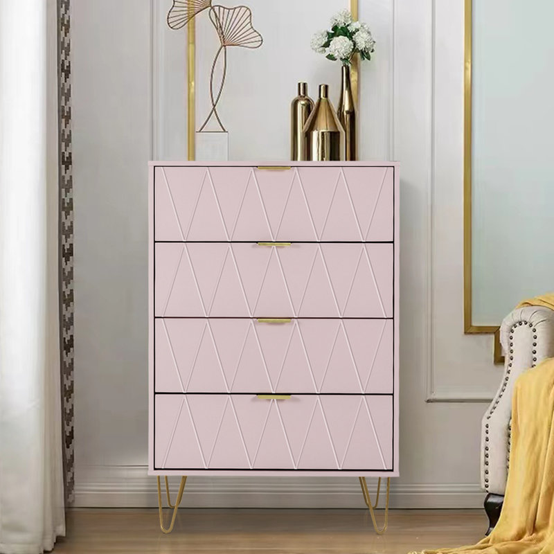 Commode à 4 tiroirs de 23,6 po Marable, Rose