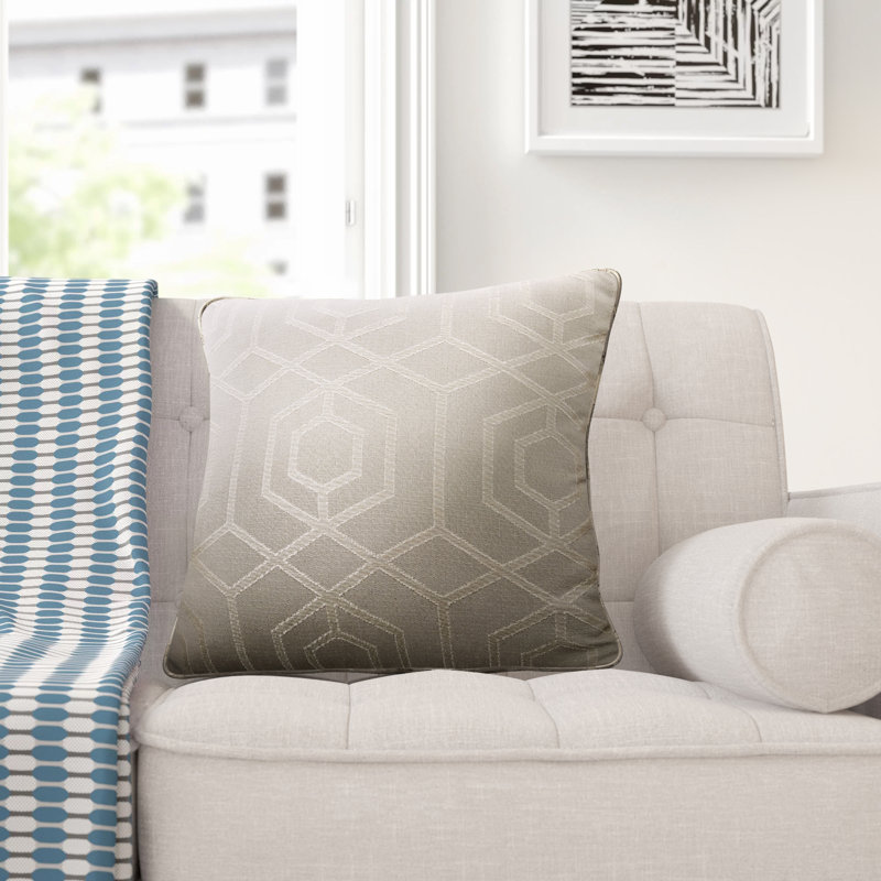 Camberwell Geometric Square Throw Cushion With Filling, Graphite, 43cm H x 43cm W x 15cm D