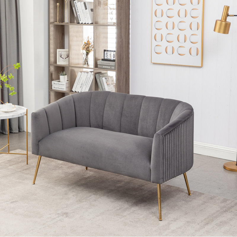 Mariantonietta 51'' Velvet Loveseat, Gray 
