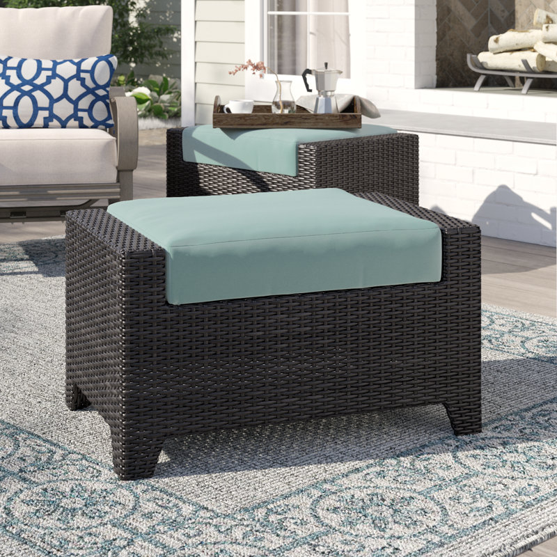Repose-pieds d'extérieur avec coussin Sunbrella Fionnula, Toile bleu marine Sunbrella®