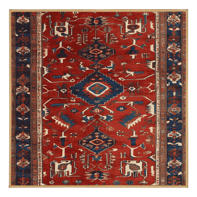 Tapis brun turc lavable à la machine, Carré 3 pi