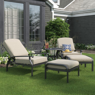 Frazee 5-Piece Adjustable Club Chair Conversation Set w/ Cushions & 24'' Round Ice Bucket End Table