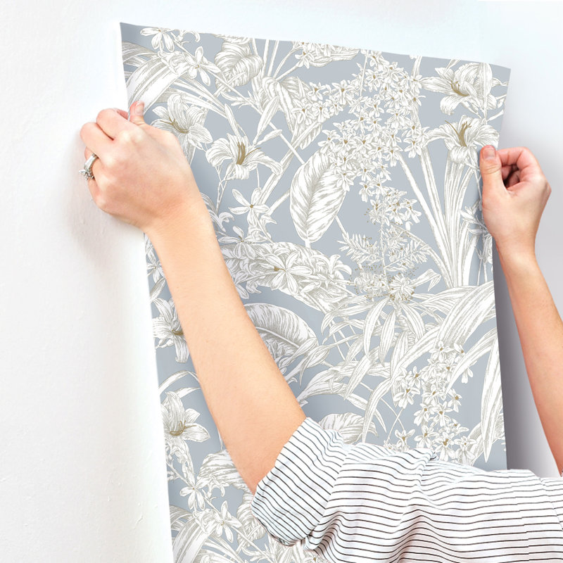 Conservatory Toile Vinyl Wallpaper Double Roll, Blue & Taupe