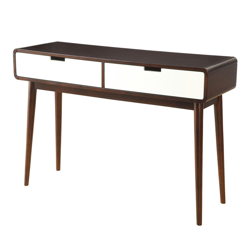 Console à 2 tiroirs pour le rangement de livres Table blanche moderne Mid-Century avec tiroirs, espace de vie principal