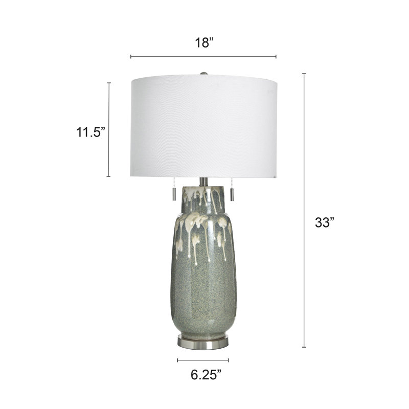 Ceramic Table Lamp - Rovine Sage - White Shade