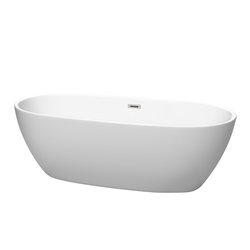 Juno 71'' x 32'' Soaking Acrylic Bathtub, Matte White/Brushed Nickel