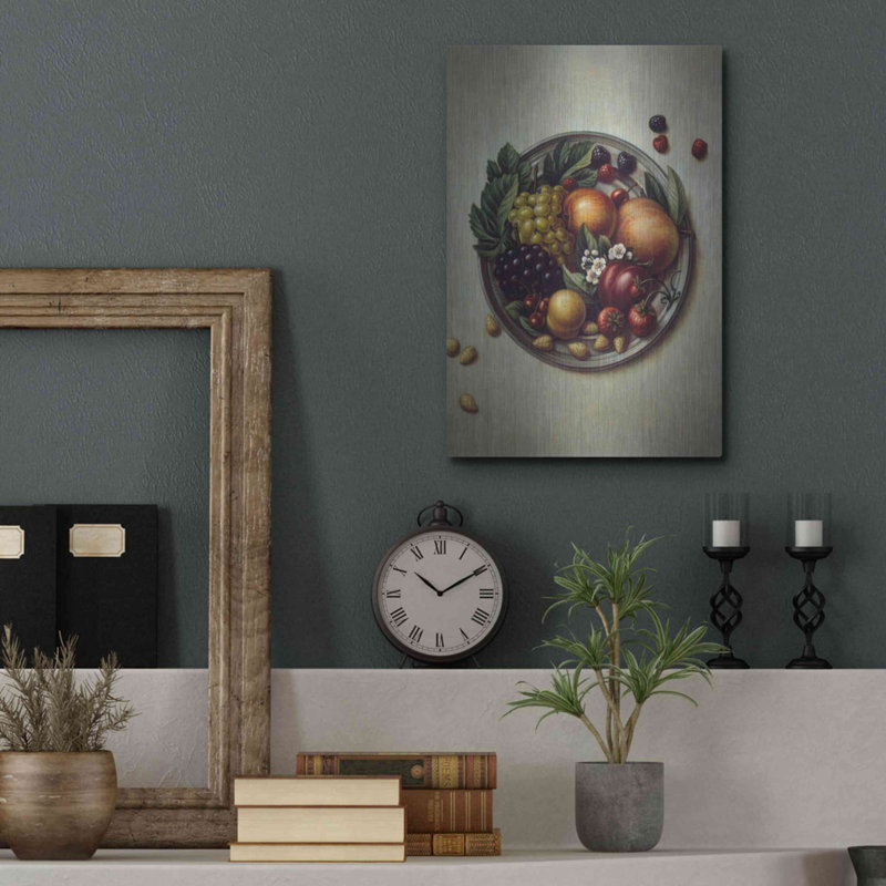 Art mural en métal «029 Fruit On Plate» par Dan Craig, H 16 po x l 12 po