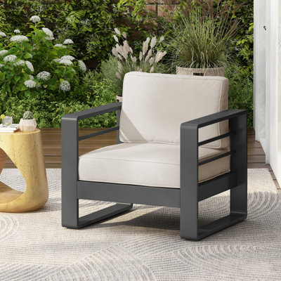 CHAISE CLUB MAYA BAY MP1, FINITION NOIRE AVEC COUSSIN BEIGE