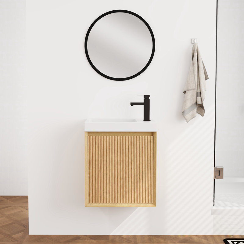 18.5'' Single Bathroom Floating Vanity with Resin Top, Nature