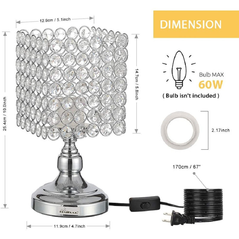 Ensemble de lampes de table argentées 10 po Aquilah