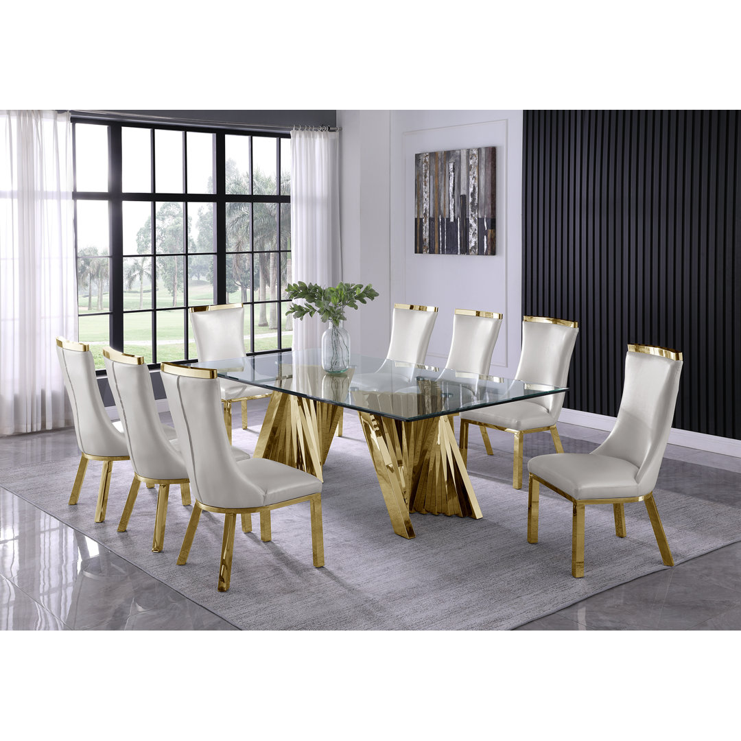 8 - Person Double Pedestal Dining Set Best Quality Furniture Table Base 