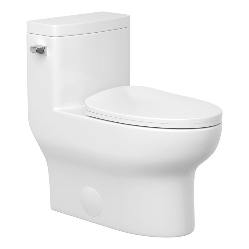 Elongated 15.75“H Standard Height Toilet One-Piece single flush Toilet (Seat Included), Single Flush, 28.37" L x 14" W
