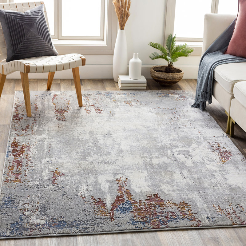 Tapis gris anthracite/gris clair abstract Jacksonport, Rectangle 9 pi x 12 pi 3 po
