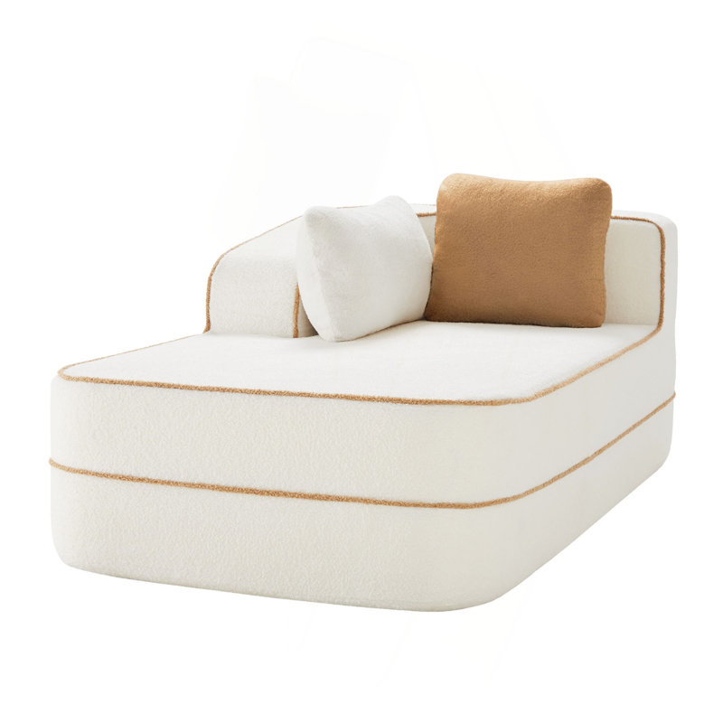 Canapé méridienne avec coussins en tissu, Orienté à gauche (vu de face), Blanc