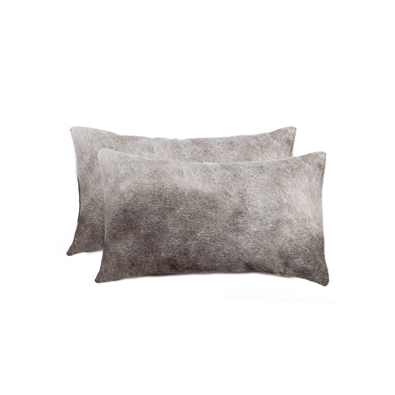  (Ensemble de deux) Coussin lombaire en peau de vache 12 "X 20", Gris