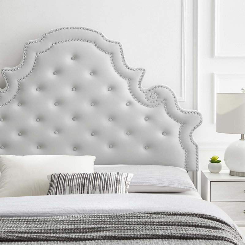 Ambridge Velvet Upholstered Panel Headboard, Pink, Full/Queen