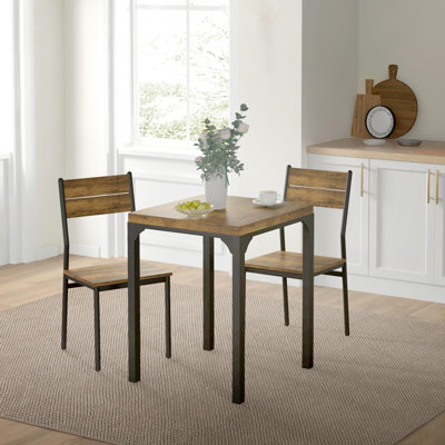 3 Piece Dining Table Set for 2, Modern Kitchen Table and Chairs, Dining Room Set,wood