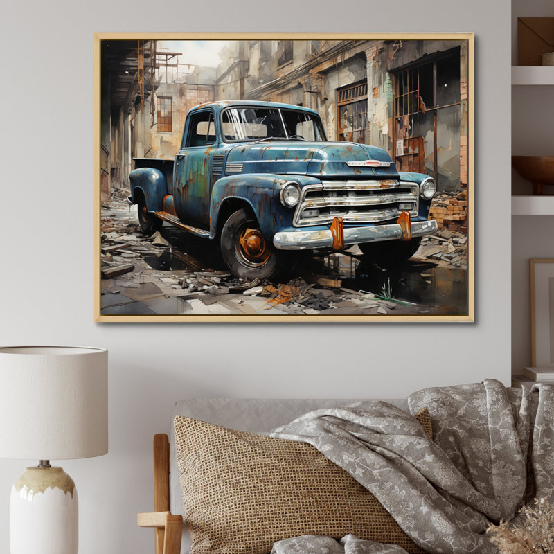 Élégance industrielle camionnette - transport mural, Cadre naturel flottant, H 12 po x l 20 po x P 1 po