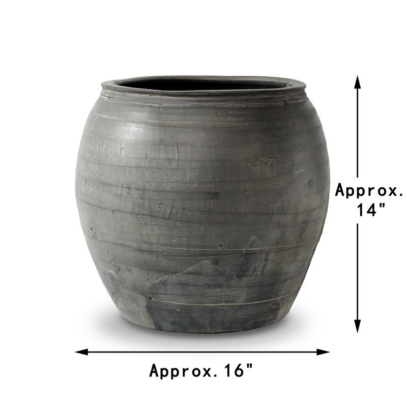 Black Indoor / Outdoor Earthenware, 14" H x 15" W x 15" D