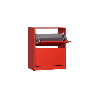 Modern Red Shoe Cabinet, 28.7 x 33.1 x 10.2 Inches | 100% Melamine Coated Particle Board, Thickness: 0.6 Inches | Stylish Storage Solution for Entryway & Hallway, Durable & Chic Design