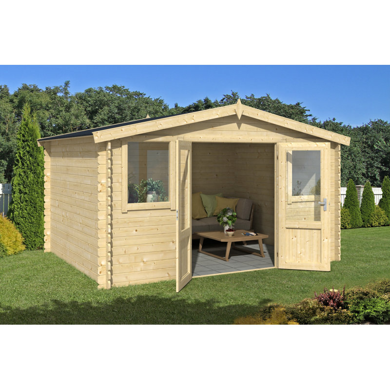 Lasita Dallas 12.5 x 10 Ft. Apex Roof Summerhouse With Single Glazed Windows (28mm), Dallas Natural Wood