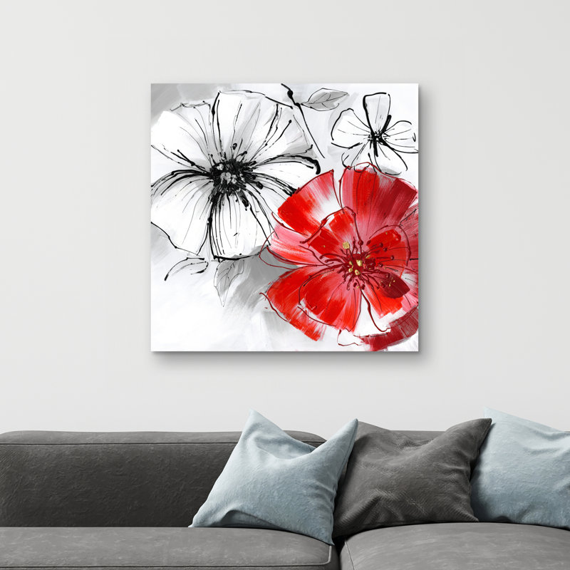 flowers sketch - 32"x32" art on canvas