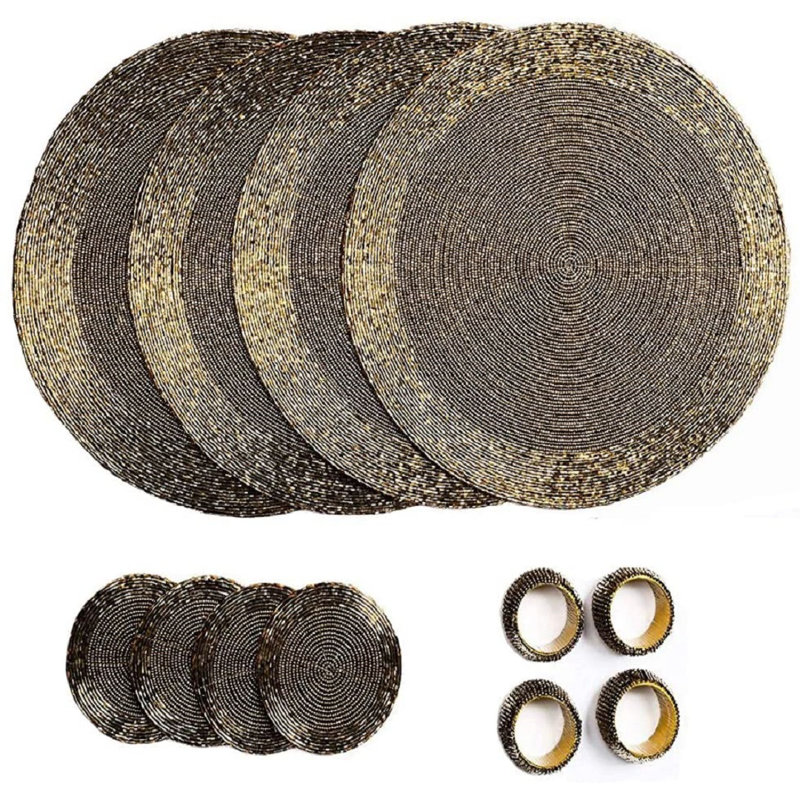 Dex Glass No Pattern Round Placemat, Antique Gold 
