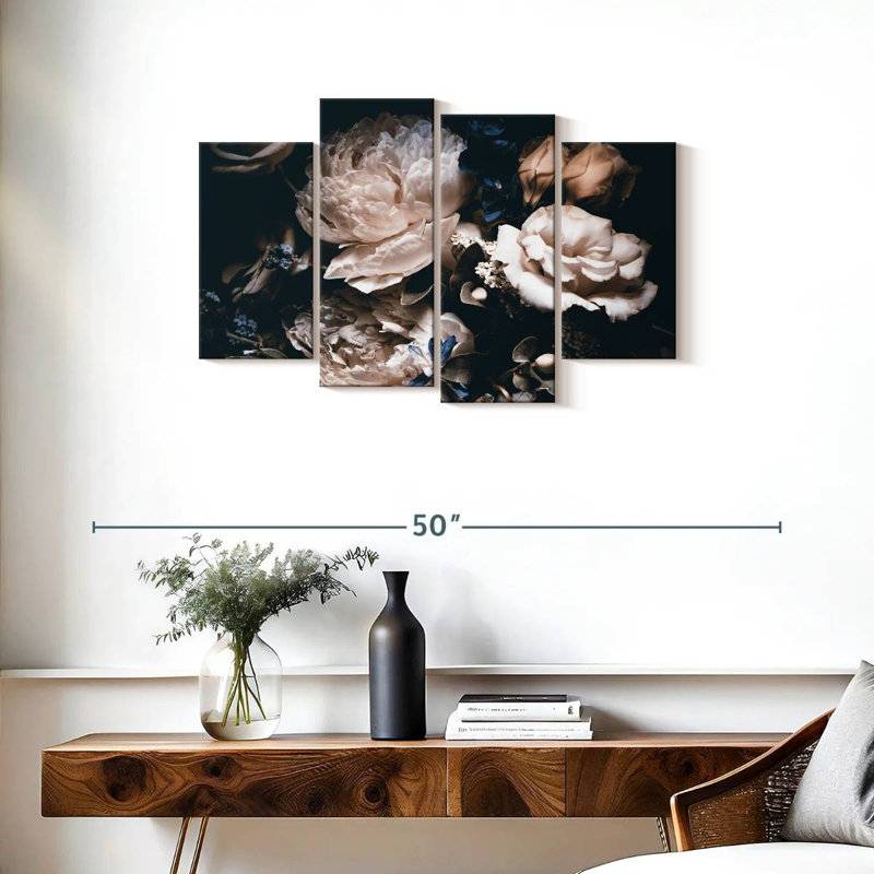 Exquisite Peonies Wall Art Multi Piece Canvas Print, H 22 po x l 36 po x P 1 po