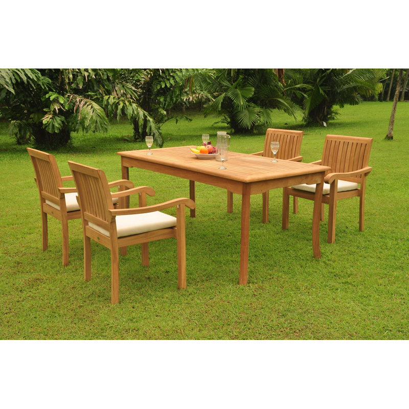 Ensemble repas 9 pièces teck luxueux Kyla, 4, H 30 po x L 71 po x l 36 po