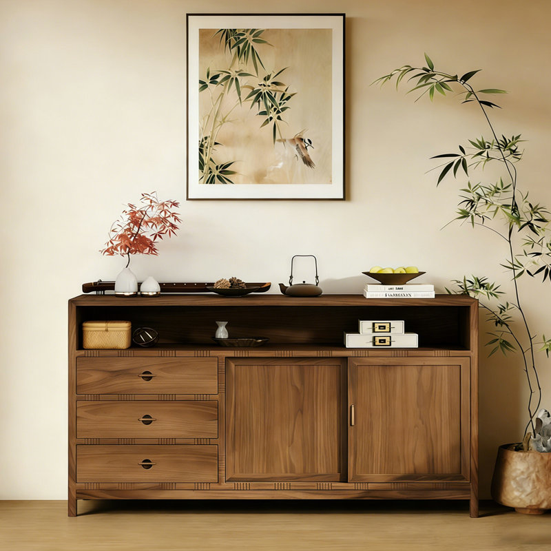 Buffet haut de gamme rétro de style chinois, H 35,4 po x l 70,8 po x P 15,7 po