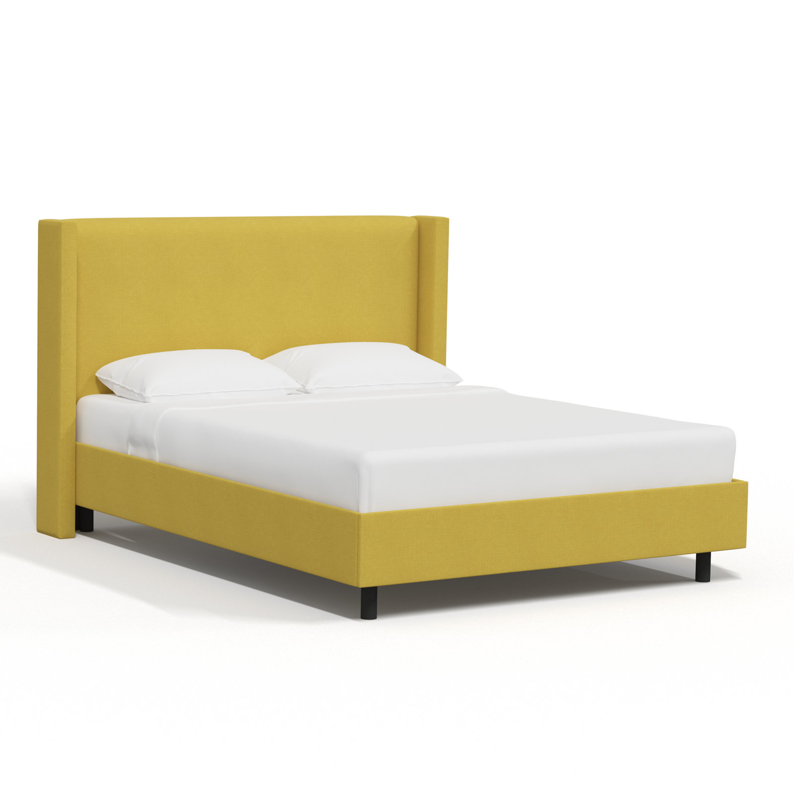 Hanson Upholstered Wingback Platform Bed, California King, Classic Ochre Linen