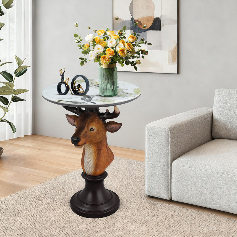 Table d'appoint avec tête de cerf et table d'appoint