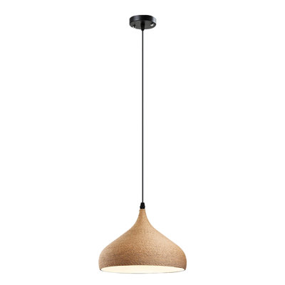 Layfield 1 -Natural Dome Pendant Light – Handmade Hemp Rope Woven Lampshade, Rustic Boho Ceiling Light for Home, Cafe & Office