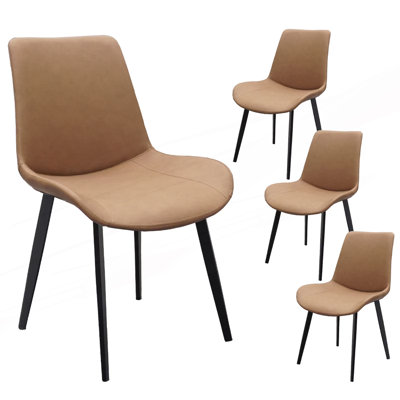 Set of 4 Dining Chair with Metal Legs, Modern Upholstered Chair