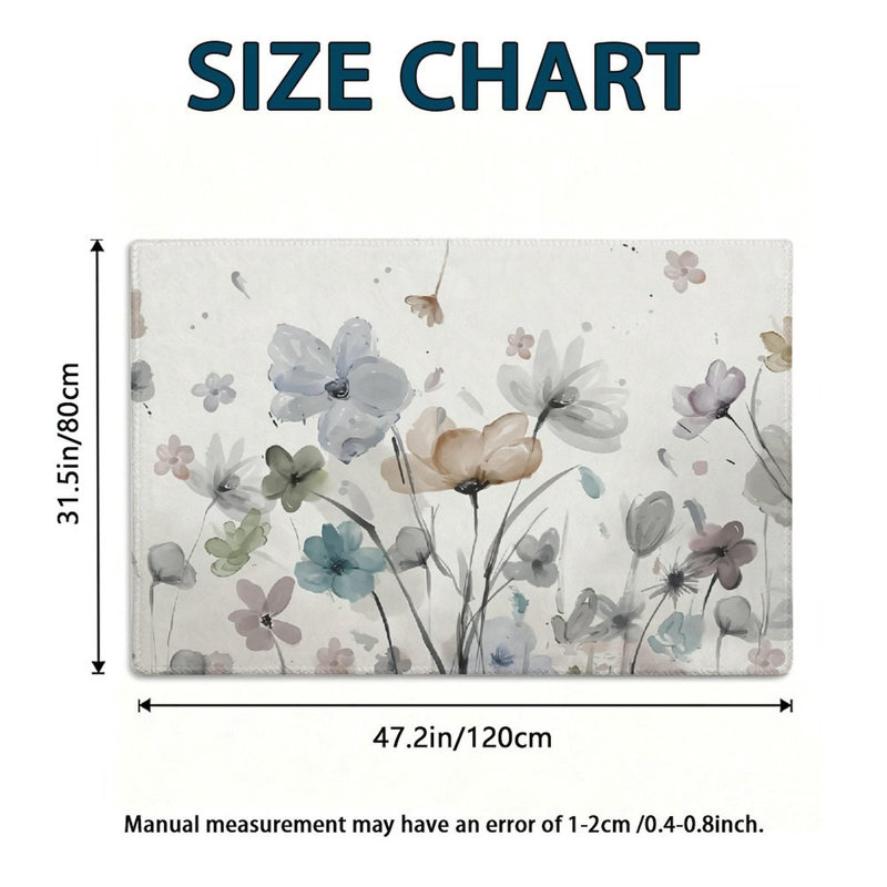 Tapis antidérapant à motif de fleurs sauvages aquarelle 47 x 31 pouces pour chambre à coucher