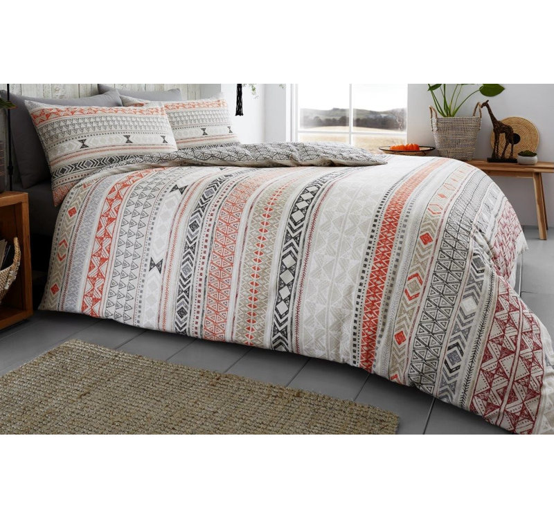 Striped Duvet Cover Set with Pillowcases Included, Double - 2 Standard Pillowcases, Grey