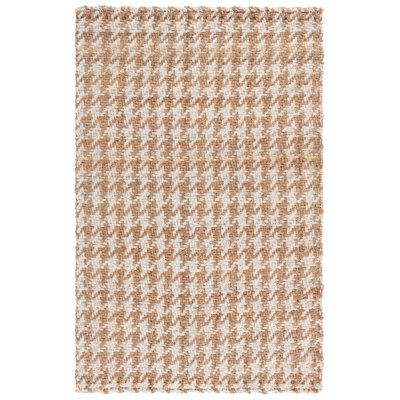 Natural Fiber Handwoven Jute Houndstooth Rug