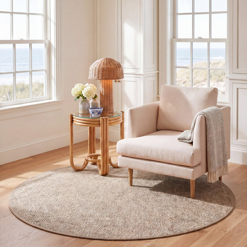 Tapis naturel / taupe Chairez, Rond 6 pi