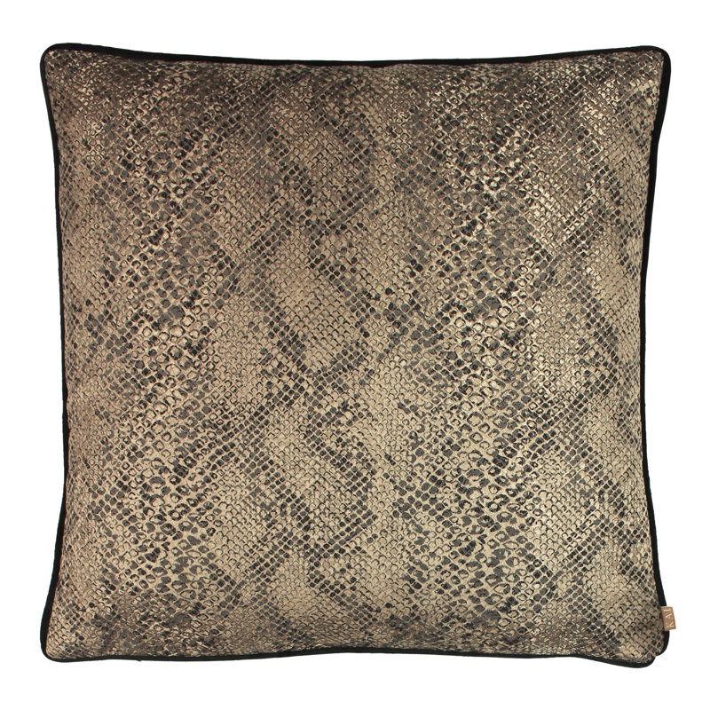Viper Animal Print Square Throw Cushion, Polyester/Polyfill, Bronze