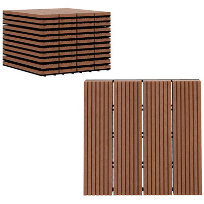 11 tuiles de terrasse emboîtables en plastique pour patio, 12 pièces x 12 po