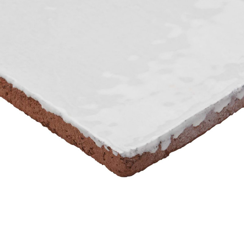 Emery Selenium Red 4X8 Handmade Crackled Glossy Terracotta Subway Tile, White