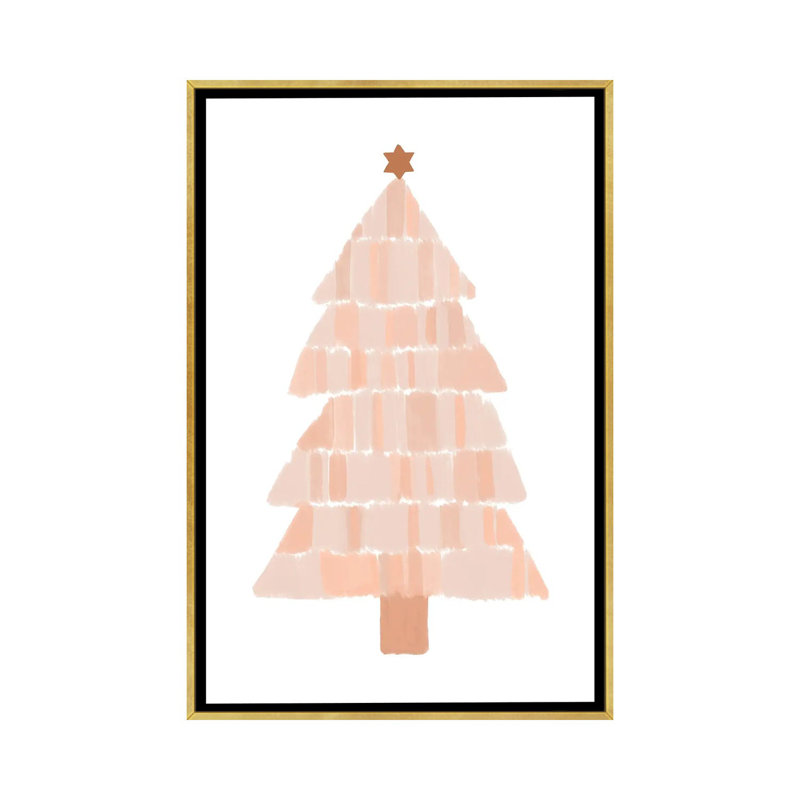 "Arbre de Noël" par Orara studio, reproduction d’art, Pas de tapis, H 40 po x l 26 po x P 1,5 po, Toile encadrée d'or