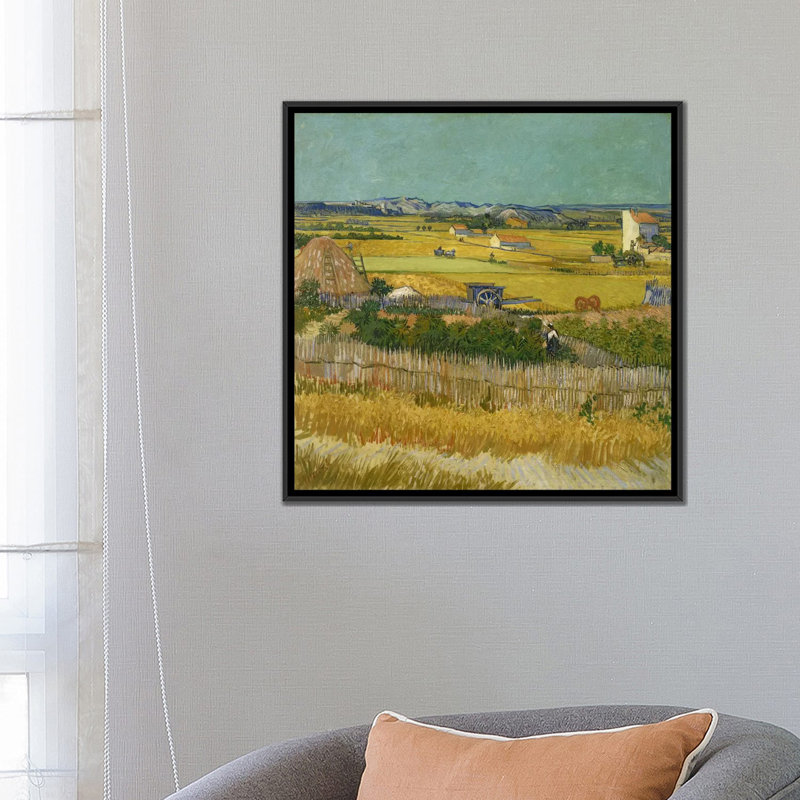«The Harvest» par Vincent Van Gogh, reproduction d'art sur toile tendue, H 37 po x l 37 po x P 1,5 po, Pas de tapis