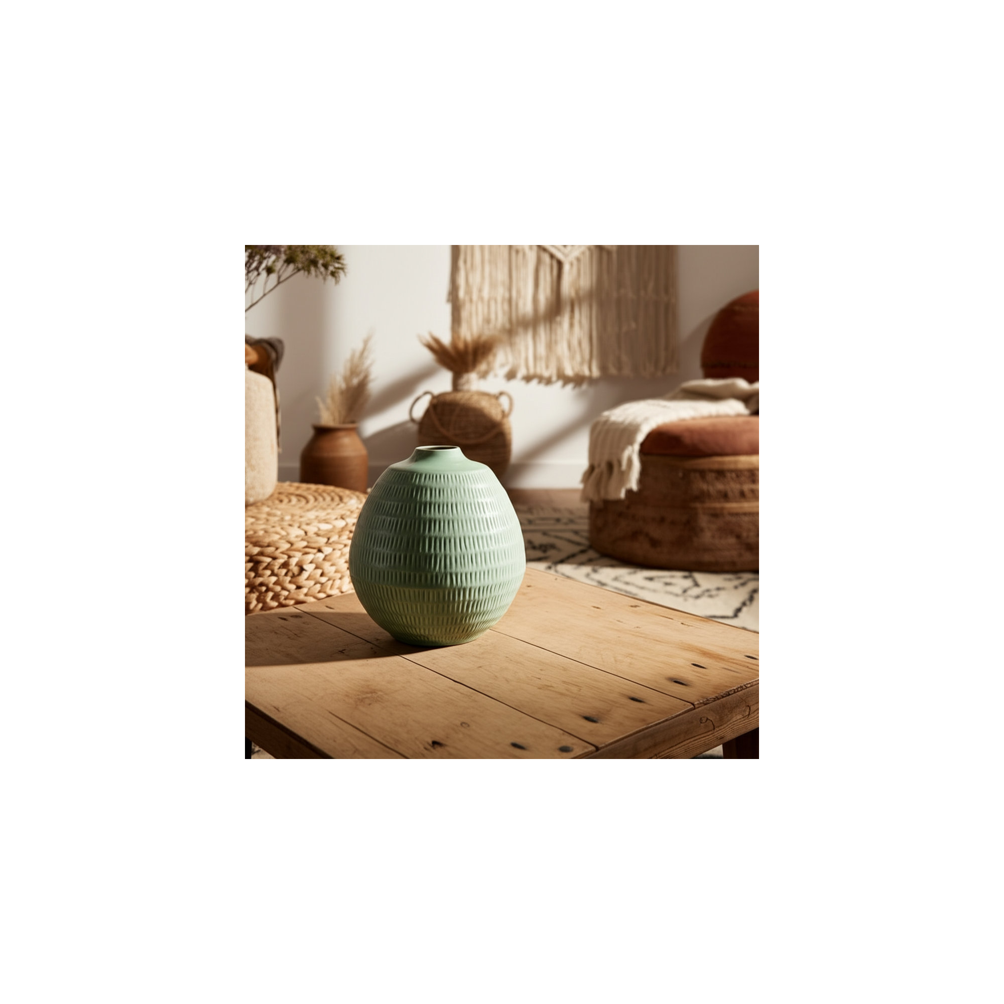 Evelia Ceramic Vase, 7" H x 7" W x 7" D, Dark Sage