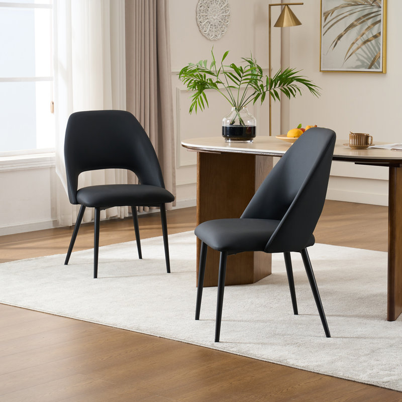 Chaises d'appoint rembourrées Mid-Century modernes l 22,1 po Sverker, Noir mat