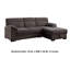 Canapé d'angle convertible Geni avec méridienne de rangement, ports USB, chenille marron