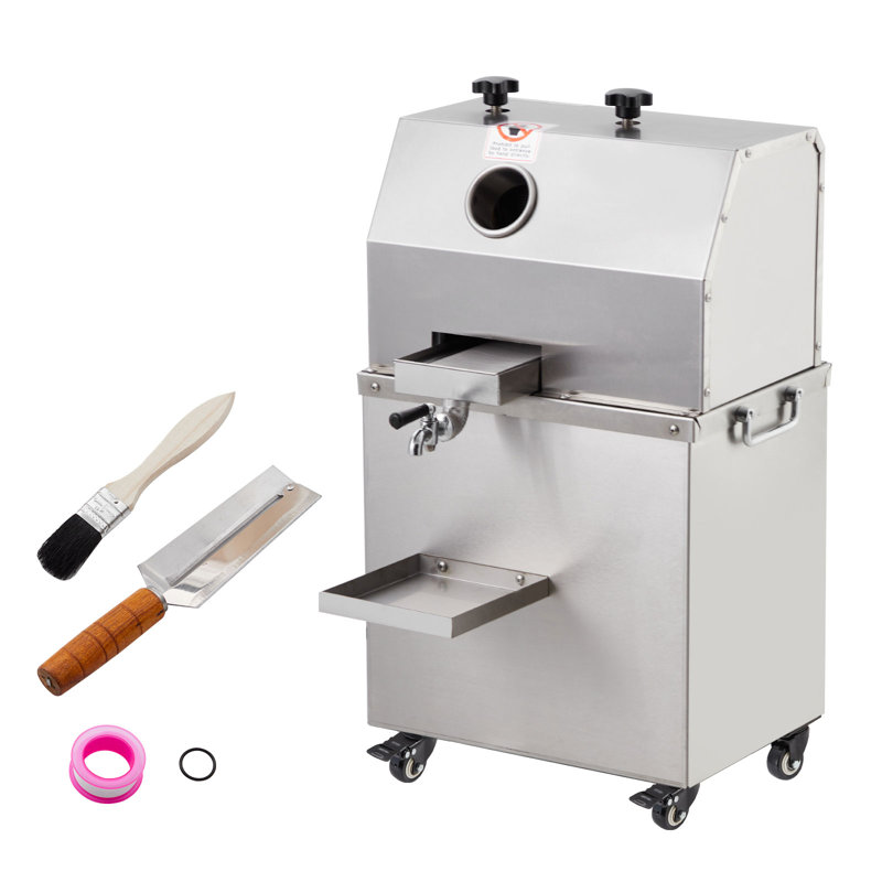 Extracteur de jus de canne à sucre manuel 110LBS / H, 3 rouleaux en acier inoxydable, grande goulotte d'alimentation de 2,4 po, extracteur de jus durable pour la cuisine domestique et commerciale, type de table YF-Sy80, sans prise, manuel, sans roues