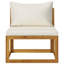 Ensemble 2 pièces de chaises et de tables d'extérieur, plateau carré, bois d'acacia brun, blanc