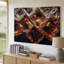 Toile «A Gros Up View Reveal Crystal Clear Ice Cubes», art mural submergé dans un liquide effervescent foncé mettant en vedette l'art complexe-1147049652